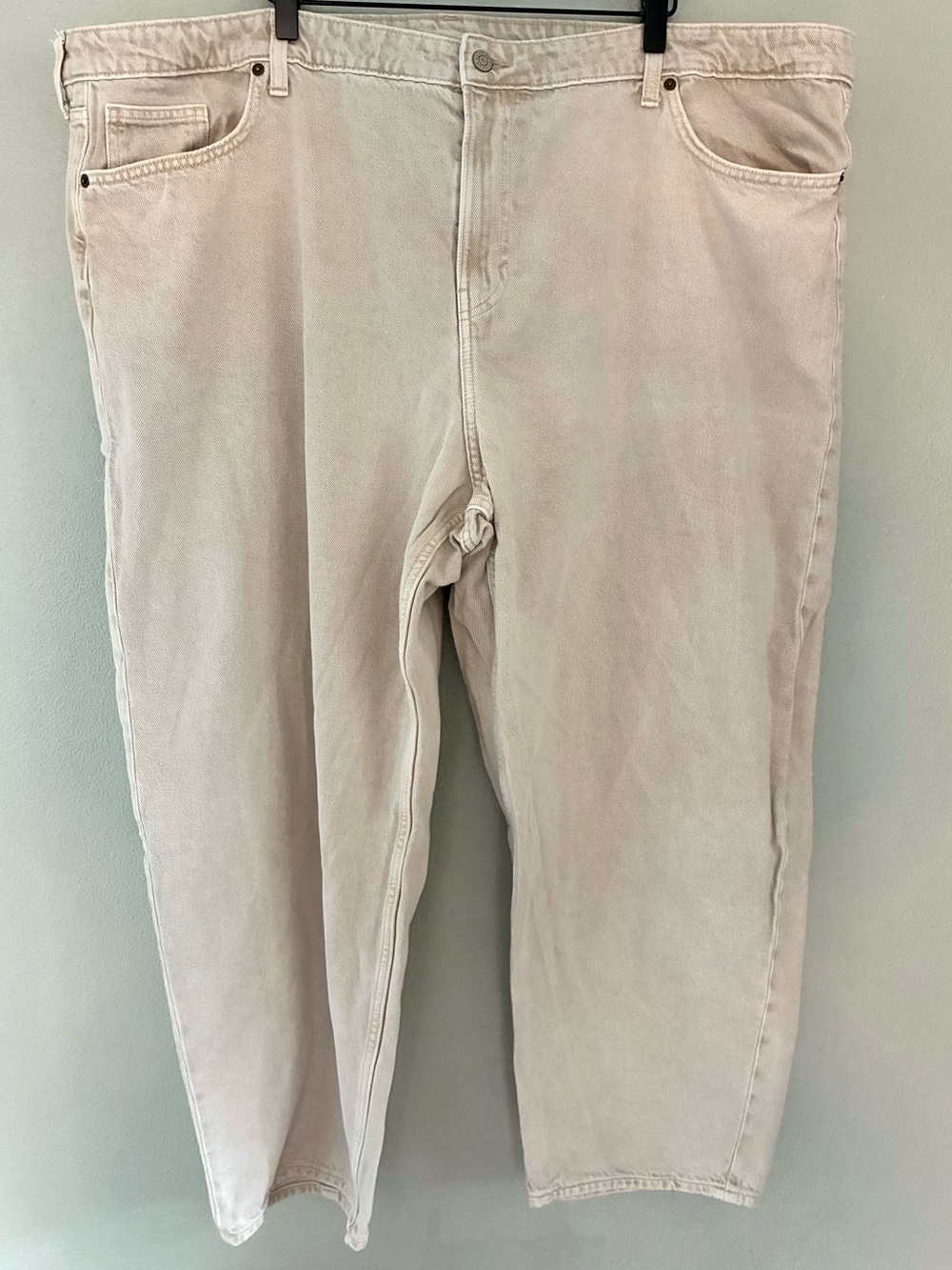 &Denim Barrel Leg Jeans Women’s Plus Size 24 EU 56 High Rise Black/Tan